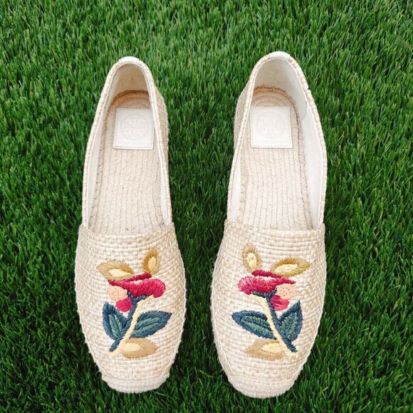 NWT Tory Burch Raffia Embroidered Fruit Basket Espadrilles Flat Slip-Ons - Picture 4 of 6